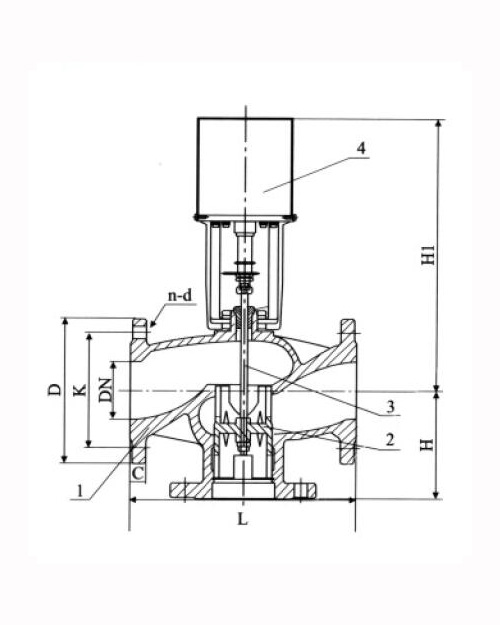 VB7000系列電動(dòng)二通調(diào)節(jié)閥畫(huà)線圖